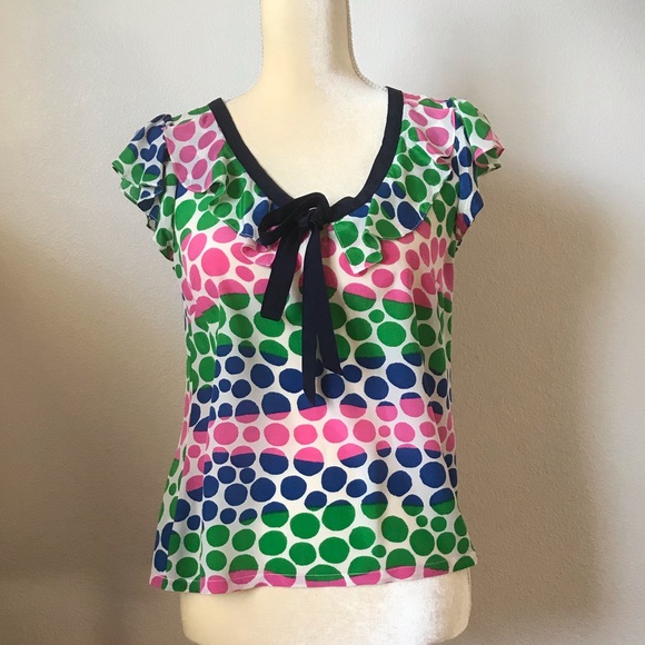 we love vera Tops - Anthropology We ❤️ Vera Silk Multicolored Polka dot Top Blouse NWOT